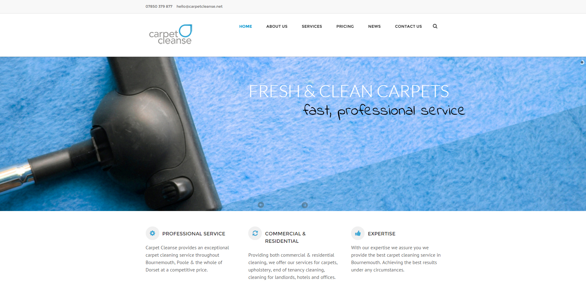 New Business Website for Carpet Cleanse