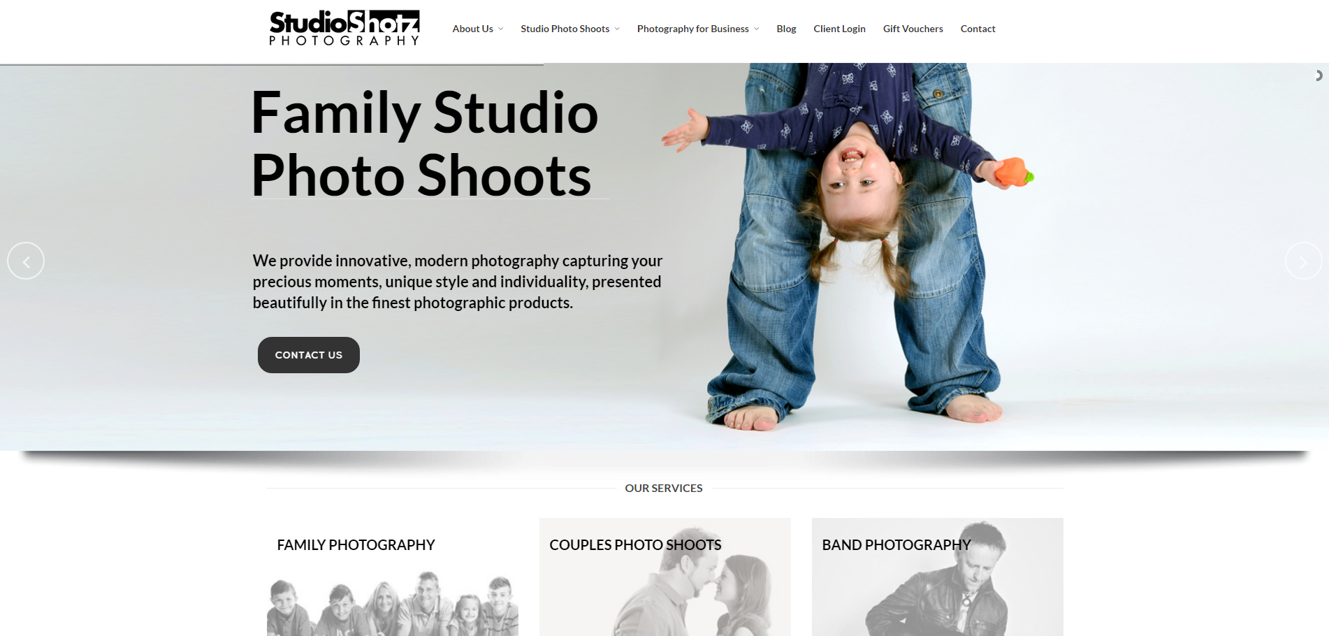 Updated look of Studio Shotz Website